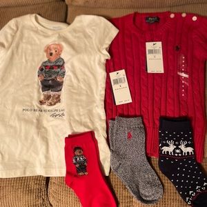 Girls size 6 polo shirt/sweater/socks bundle!